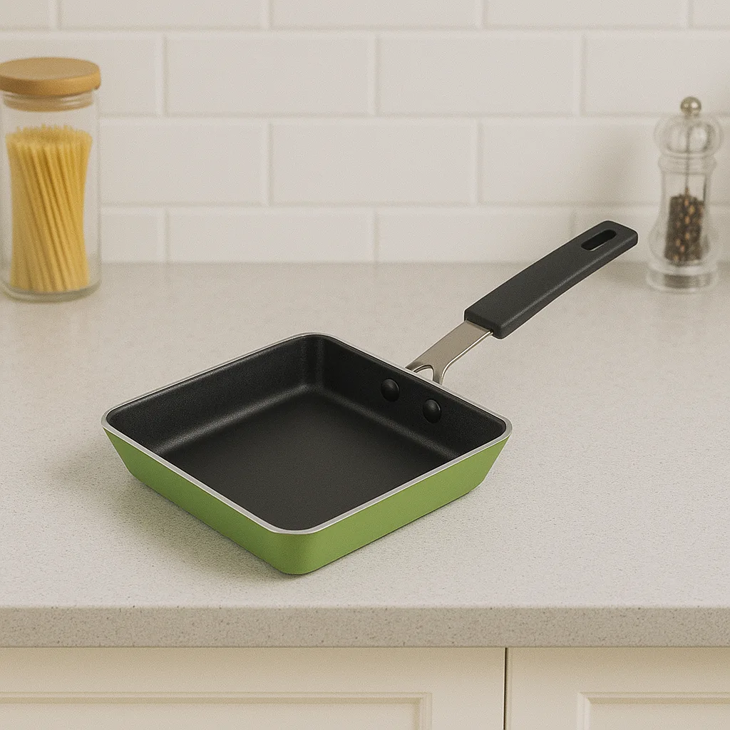 WT-FP017 Green Square Pressed Frying Pan — image 3