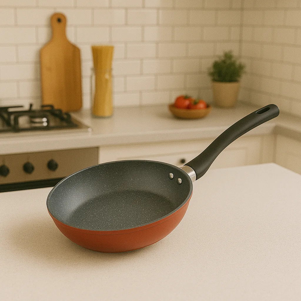 WT-FP026 Orange Wide-mouthed Forged Frying Pan — image 3