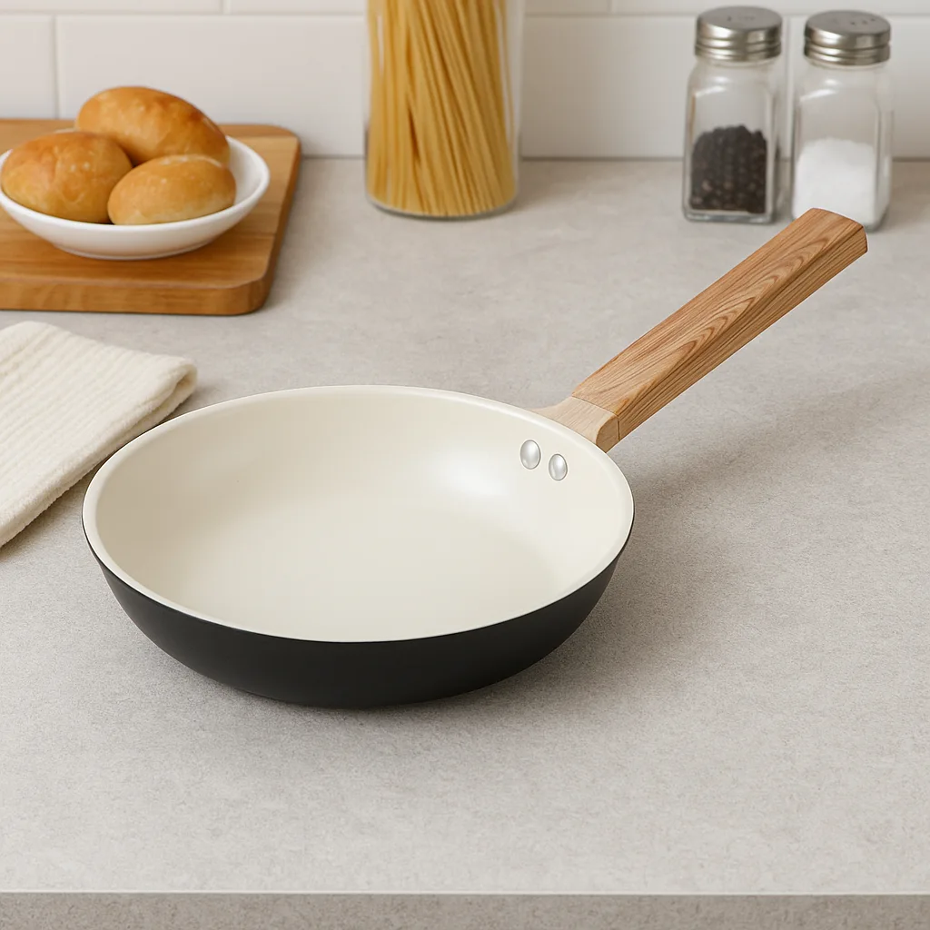 WT-FP047 White Ceramic Non-stick Painting Pressed Frying Pan — image 3