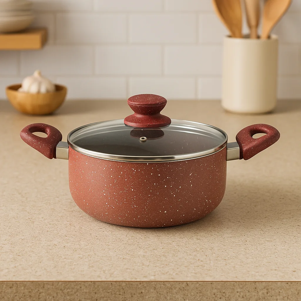 WT-SP007 Granite Non Stick Painting Induction Bottom Pressed Casserole Stockpot — image 2