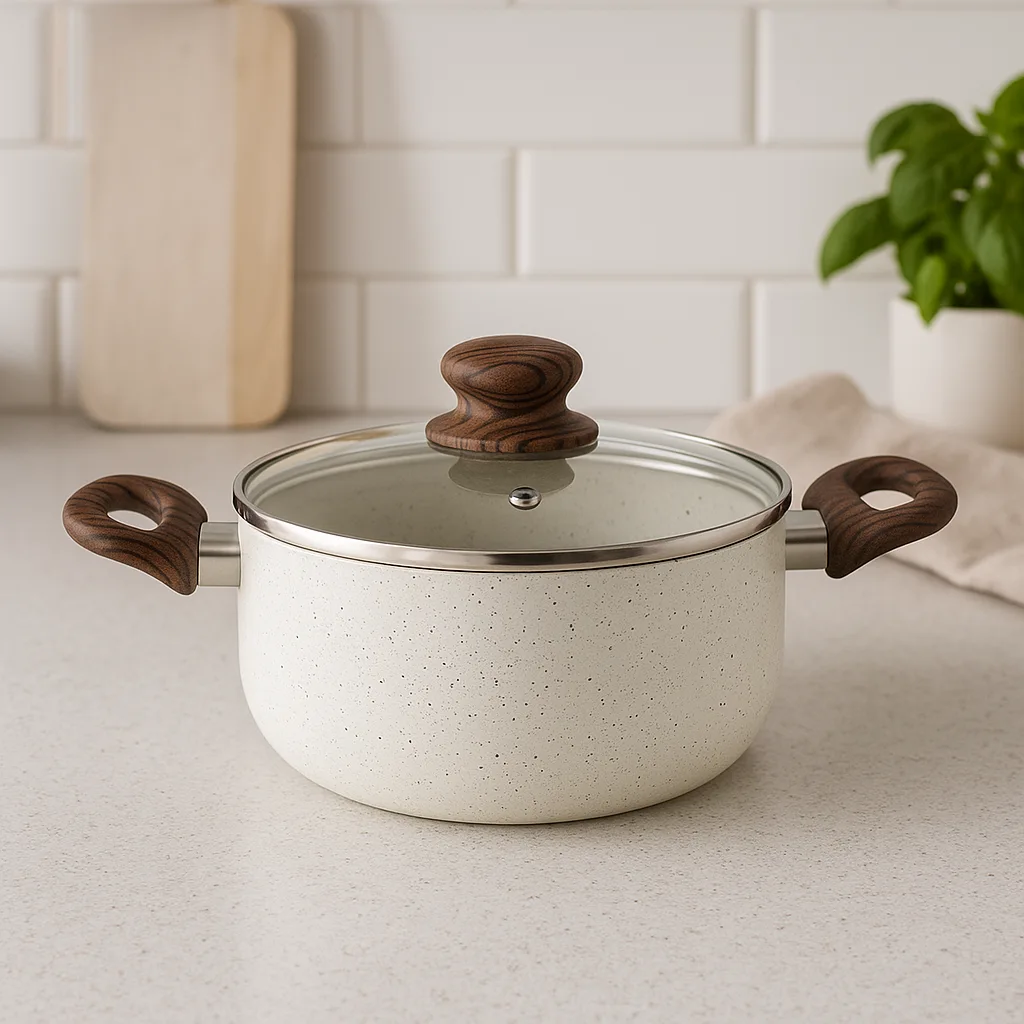 WT-SP013 Modern-looking Ceramic Non Stick Painting Pressed Casserole Stockpot — image 3