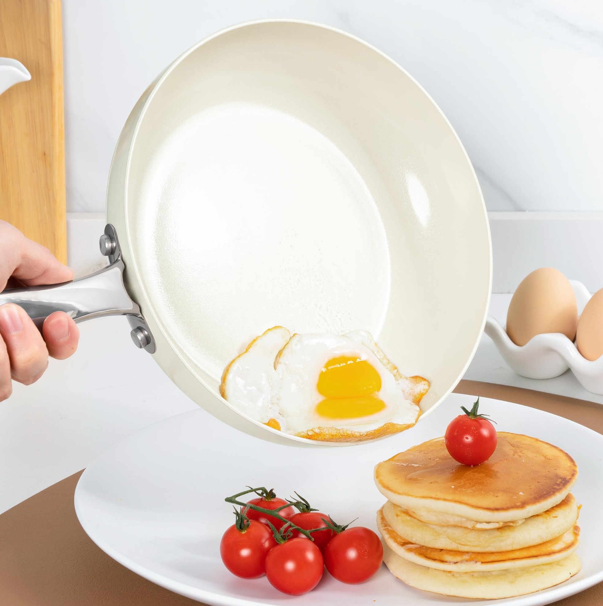 WT-FP001 White Food Contact Non-stick Painting Pressed Frying Pan — image 4